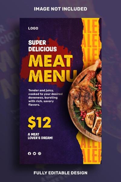 Super Delicious Meat Platter Social Media Promotion Post Design Template – Free Download