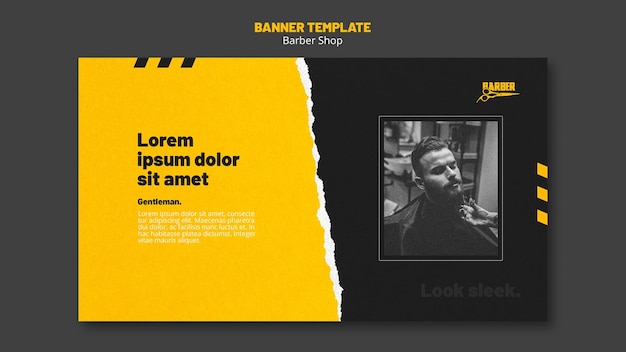 Horizontal Banner Design for Barber Shop Business – Free Download