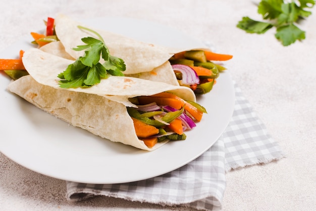 Vegetable Wrapped in Pita on Plate – Free Stock Photo, Download Free