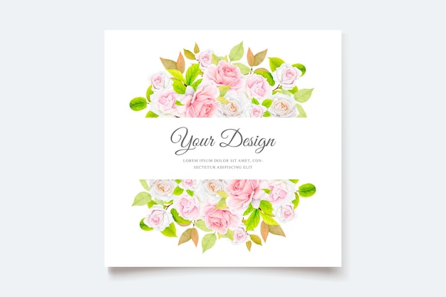 Floral Watercolor Background and Frame Roses Design – Free to Download