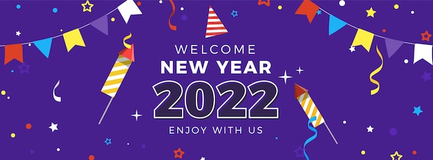 Flat New Year Social Media Cover Template – Free Download