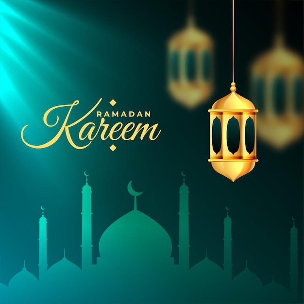 Beautiful Glowing Card Design for Arabic Ramadan Kareem Fasting Season – Free to Download