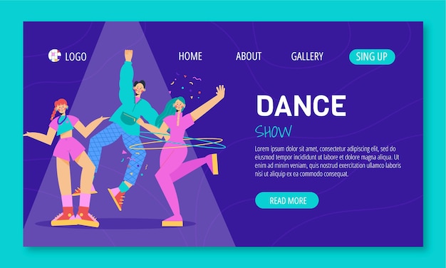 Flat Dance Show Landing Page Template – Free Download