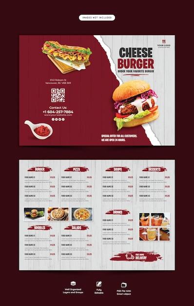 Food Menu and Restaurant Bifold Brochure Template – Free Download