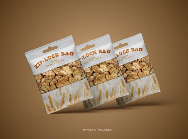 Resealable Ziplock Bag Mockup with Window and Hanging Hole – Free to Download