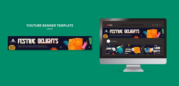 Lohri Celebration YouTube Banner Template – Free to Download