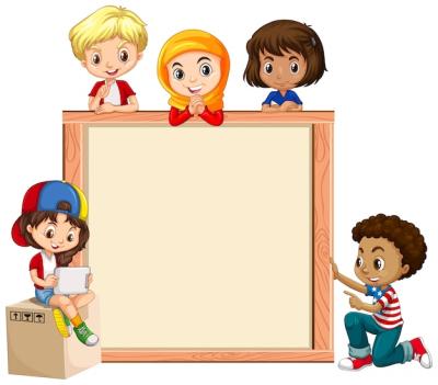 Happy Kids Frame Template on Wooden Board – Free Download