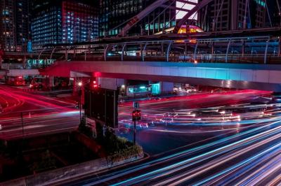 Light Trails on Bridge in City at Night – Free Stock Photo for Download