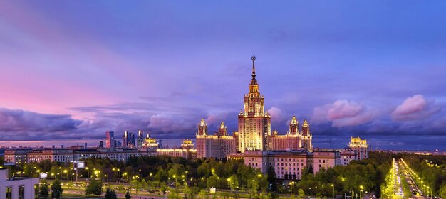 Aerial Panoramic View of Moscow University Campus at Sunset in Autumn – Free to Download