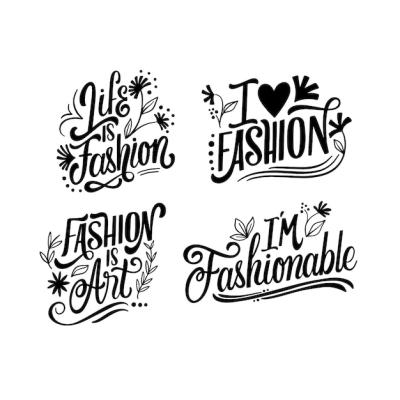 Monochrome Lettering Fashion Stickers Collection – Free Download