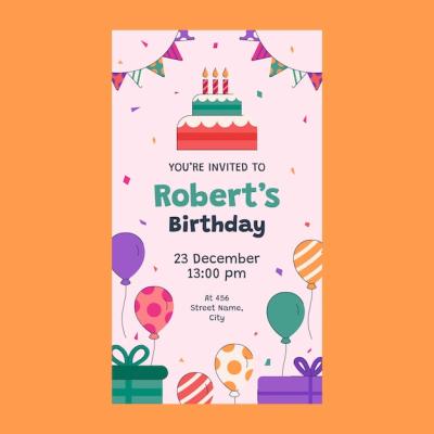 Hand Drawn Birthday Digital Invitation – Free Download