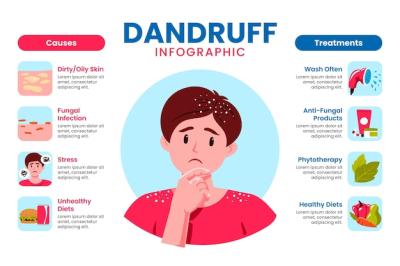 Flat Design Dandruff Infographic – Free Download