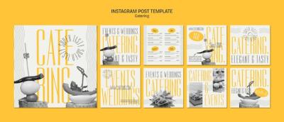 Flat Design Catering Service Instagram Posts – Free to Download