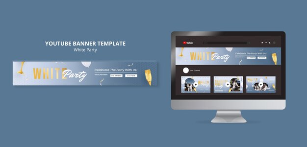 White Party YouTube Banner Template – Free Download