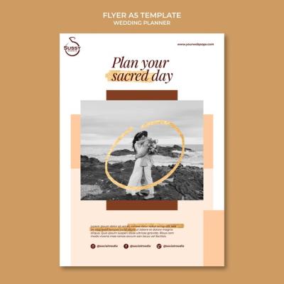 Wedding Planner Vertical Flyer Template with Golden Pen Marks – Free Stock Photo, Download Free