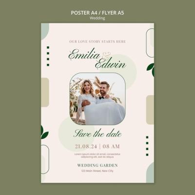 Vertical Poster Template for Wedding Celebration – Free to Download