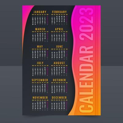 Gradient Annual Calendar Template – Free Download