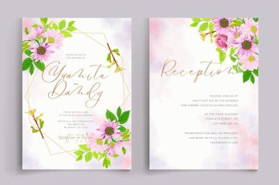 Pink Floral Ornament Background and Frame Card Set – Free Download