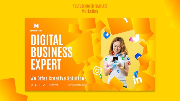 Marketing Strategy YouTube Cover Template – Free Download