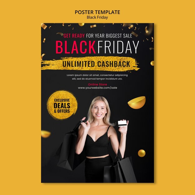 Golden Black Friday Poster Template – Free Download