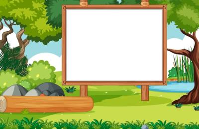 Nature Park Scenery with Empty Banner Board – Free to Download