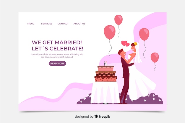 Flat Wedding Landing Page Template – Free Download