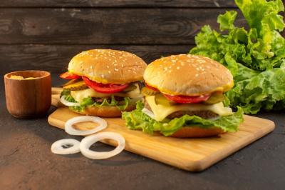 Delicious Chicken Burger with Cheese and Green Salad – Free Stock Photo, Download Free