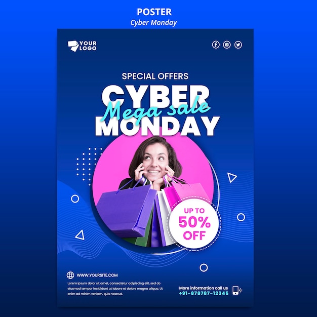 Cyber Monday Poster Template with Photo – Free Download