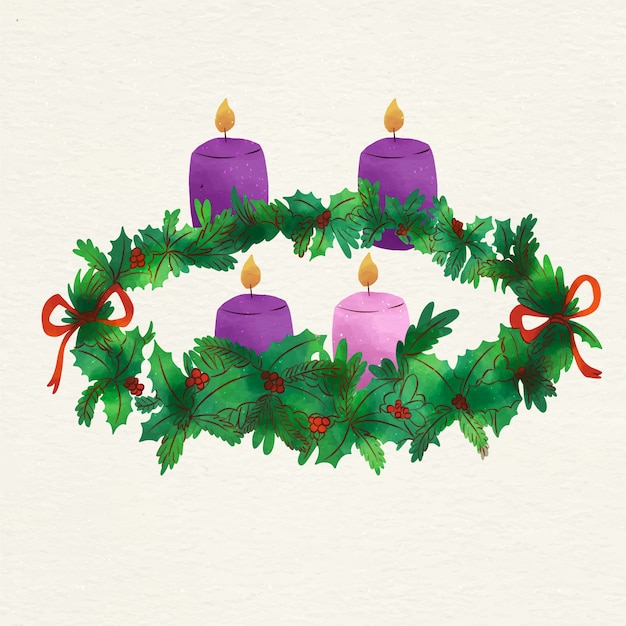 Watercolor Advent Wreath – Free Download for Stock Photo