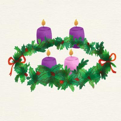 Watercolor Advent Wreath – Free Download for Stock Photo