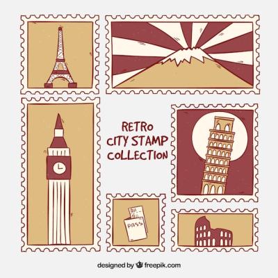 Retro Style City Stamps Collection – Free Download