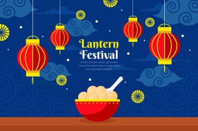 Flat Lantern Festival Background – Free Download