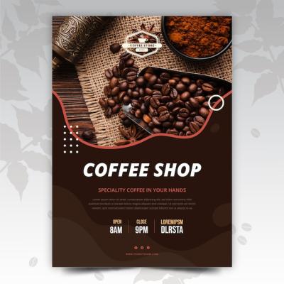 Flat Minimal Coffee Shop Vertical Poster Template – Free Download