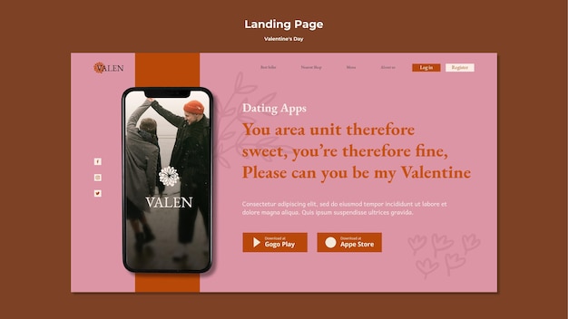 Romantic Couple Landing Page PSD Template – Free Download