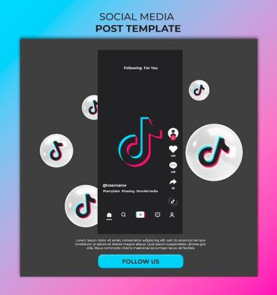 Social Media Banner Post Featuring TikTok Window on Gradient Background – Free Download