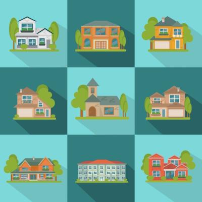 Buildings Flat Icon Set – Free Download