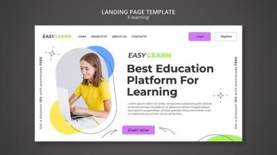 Flat Design E-Learning Landing Page Template – Free to Download