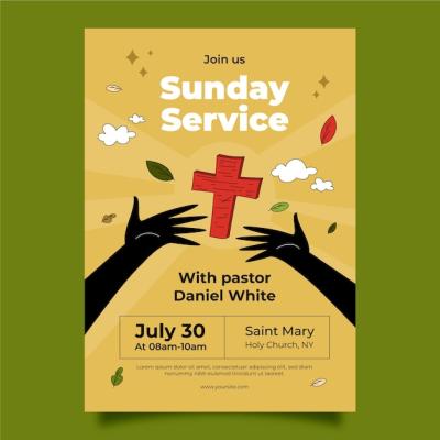 Hand Drawn Church Poster Template – Free Download