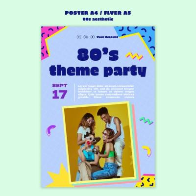 80s Aesthetic Poster Template – Free to Download