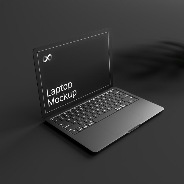 Black Laptop Mockup Screen with Plant Shadow – Free Stock Photo for Download