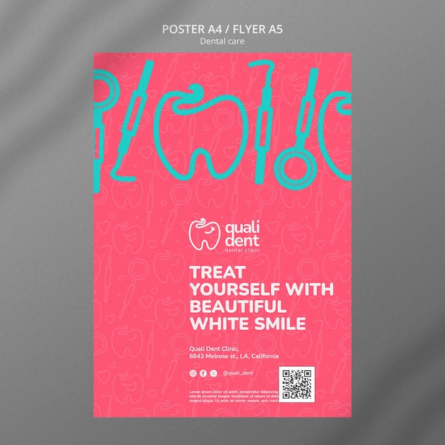 Dental Care Flat Design Poster Template – Free Download