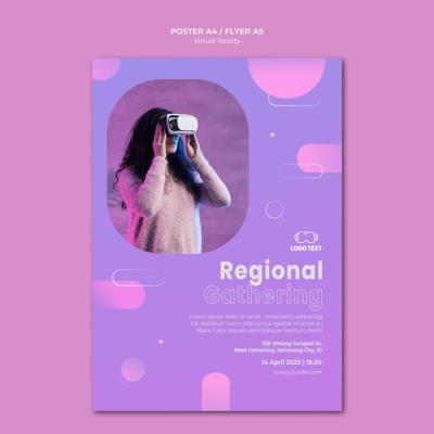 Virtual Reality Poster Template for Regional Gatherings – Free Download