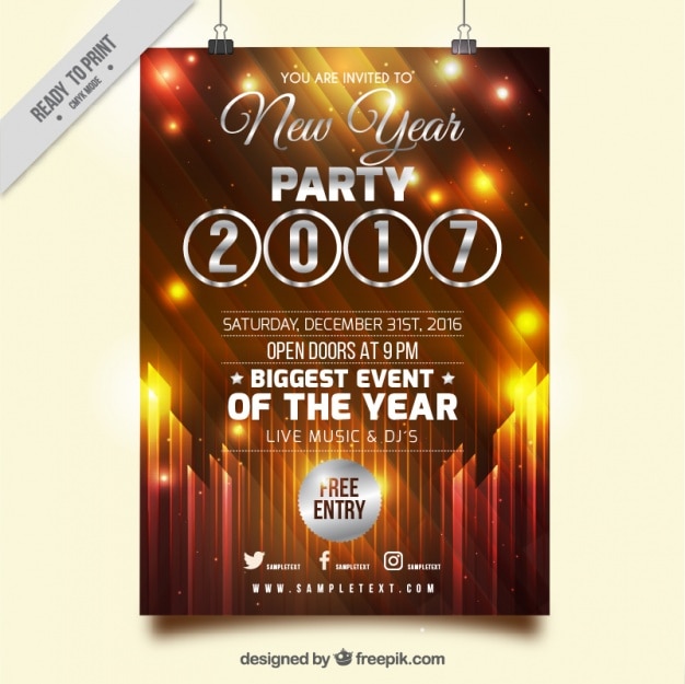 Golden New Year 2017 Poster – Free Stock Photo, Download for Free