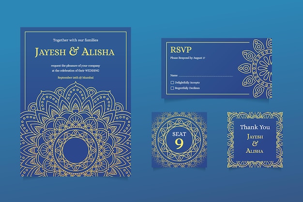 Indian Wedding Stationery with Mandala – Download Free Stock Photo