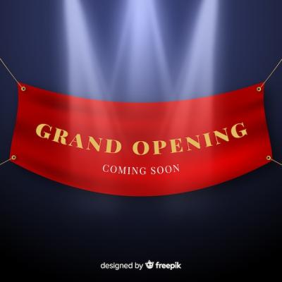 Realistic Grand Opening Hanging Banner – Download Free Stock Photo