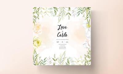 Beautiful Blooming Flower Wedding Invitation Card – Free Download