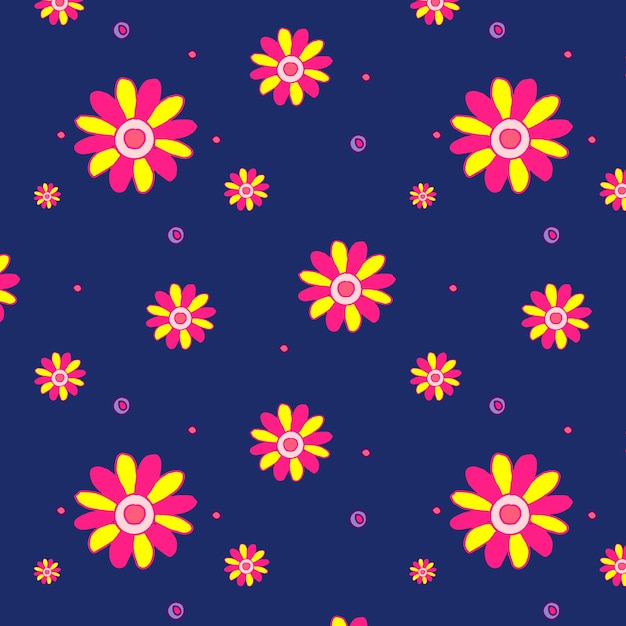 Yellow Pink Flower Vector Pattern – Download Free Stock Photo