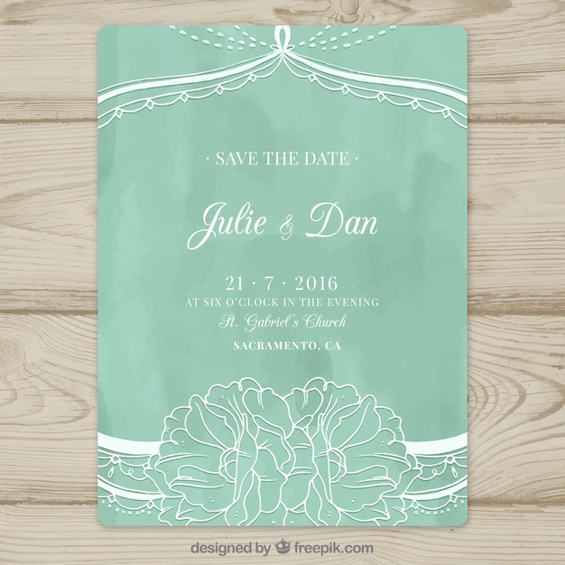 Hand-Drawn Turquoise Wedding Invitation – Free Download