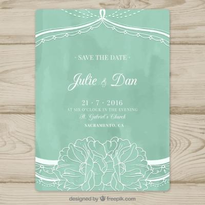 Hand-Drawn Turquoise Wedding Invitation – Free Download