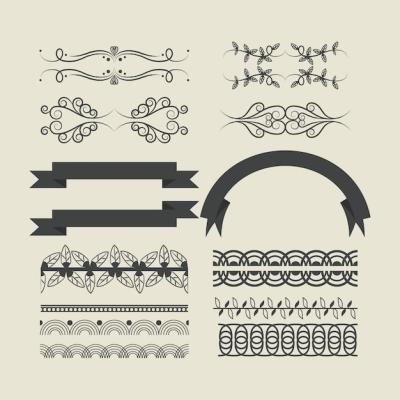 Cartoon Decorative Ribbon Emblems – Free Download